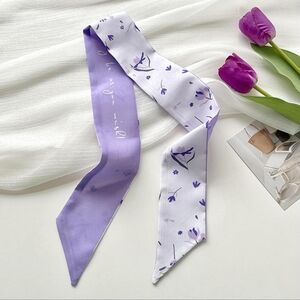 2Γ Bag Twilly Purse Skinny Scarf Lavender Floral